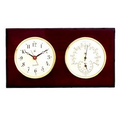 Clock w/ Thermometer & Hygrometer - Mahogany